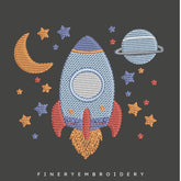 Rocket and Stars Embroidery Design | FineryEmbroidery - FineryEmbroidery